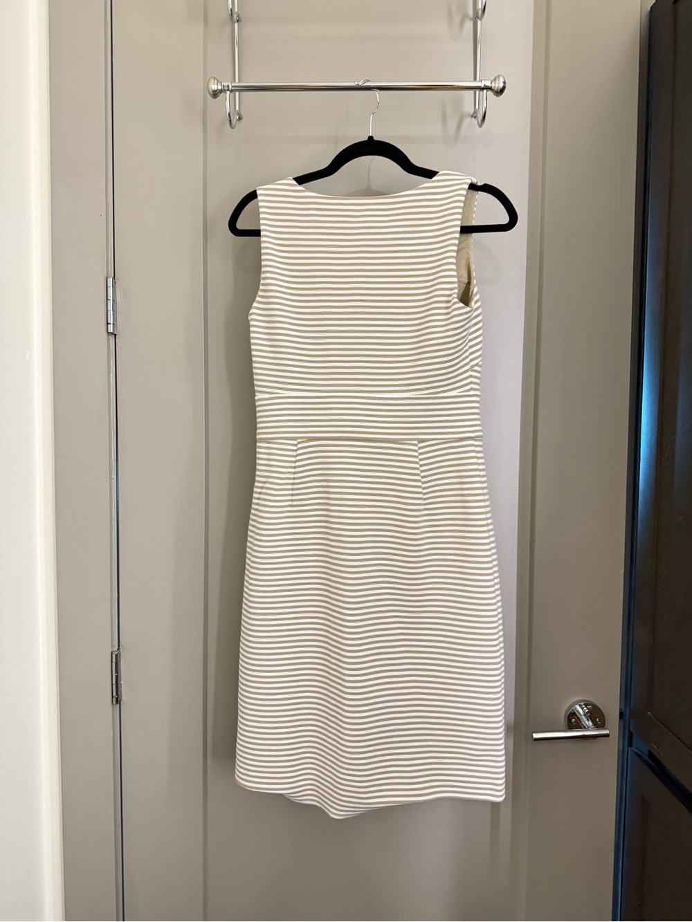 Banana Republic Cream and White Striped Midi Dress